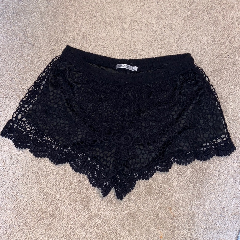Black flower patterned shorts